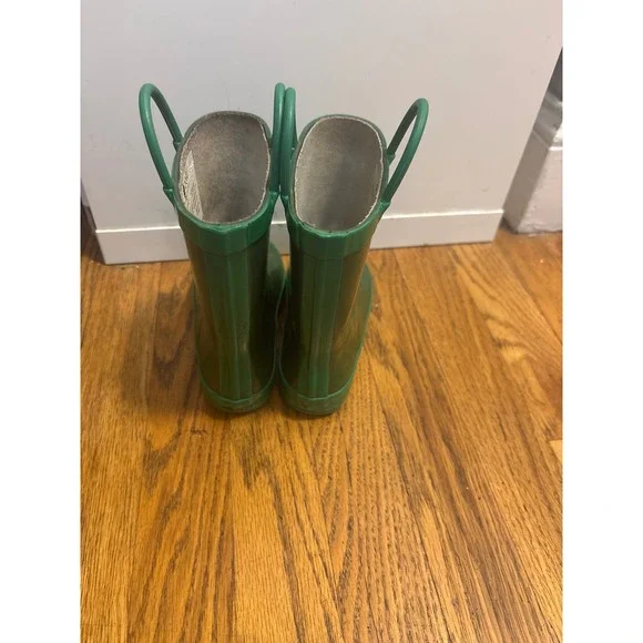 Oaki Nature Green Kids Rubber Rain Boots Size 10 Pull On Handles SD-23065 - Picture 2 of 7
